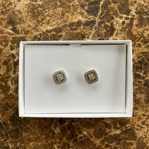 Sterling silver and diamond stud earrings